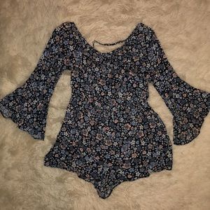 Boho Off Shoulder Floral Romper